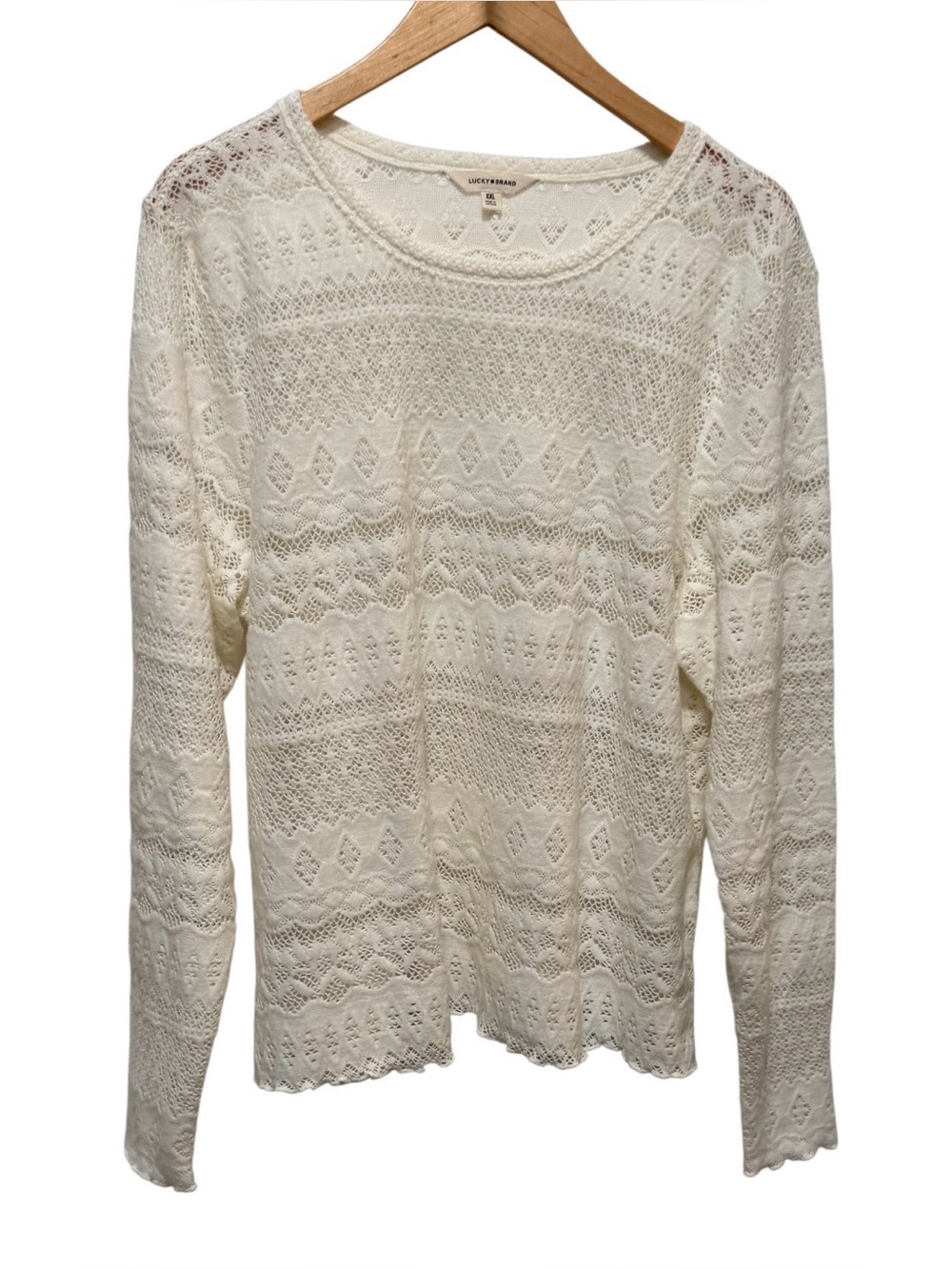 Lucky Brand Lace Long Sleeve Crewneck Top XXL